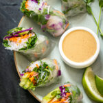 Pea Shoot Spring Rolls with Peanut Sauce