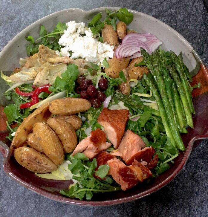 Spring Niçoise Salad on a plate.