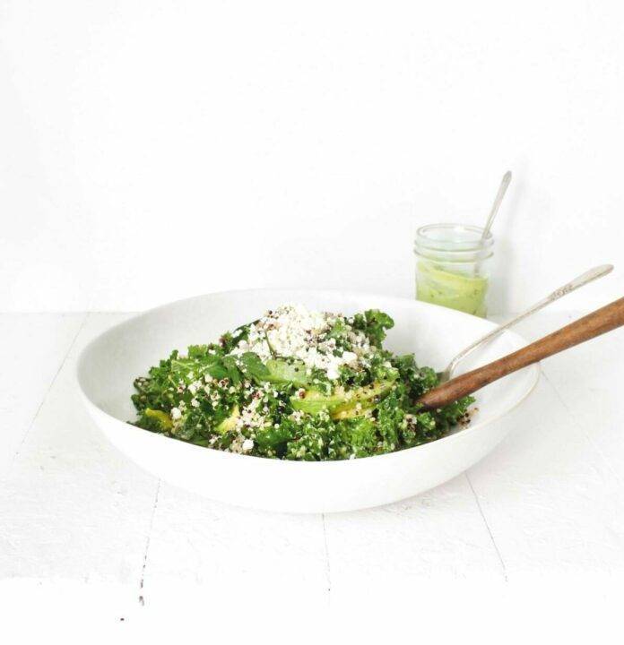 Kale salad in a bowl.