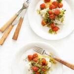 baked halibut with leeks and tomatoes