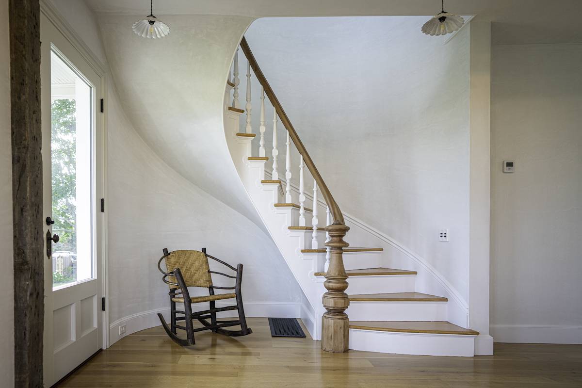 The foot of a spiral staircase