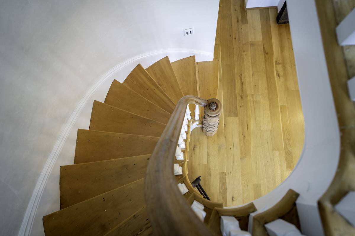 A spiraling staircase