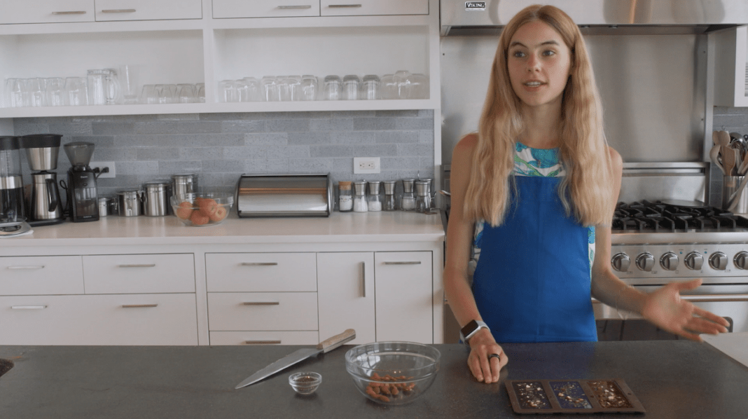 Cleo Carney making homemade dark chocolate