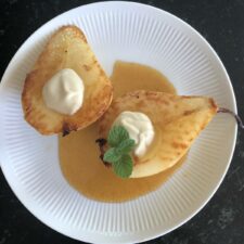 RECIPE: Roasted Pears with Reduced Apple Cider and Cashew Cream