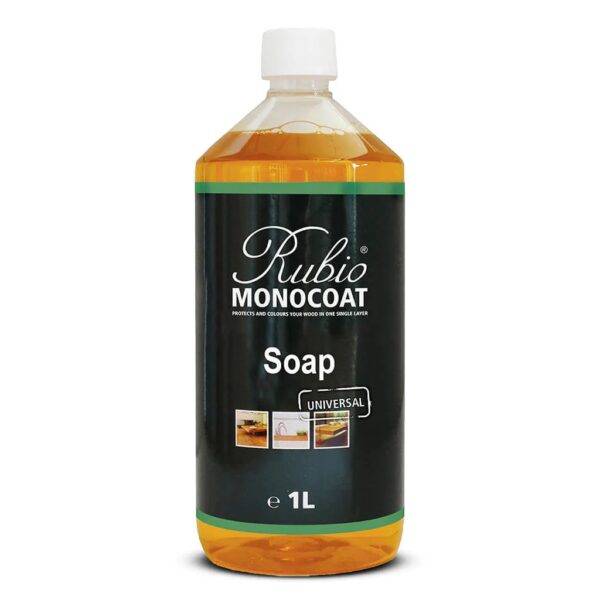 A bottle of Rubio Monocoat Soap for cleaning wood floors. Photo credit - Rubio Monocoat