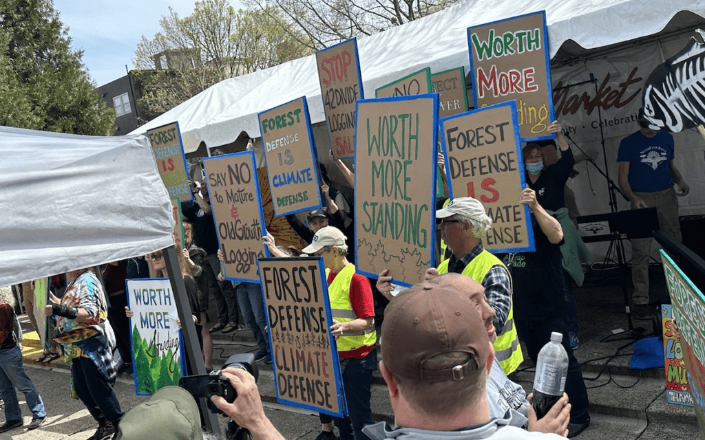 Earth Day Rally for Forests and Climate in Eugene Oregon. 