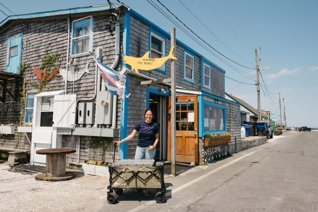 Jessica Mason in front of Menemsha Fish Market.