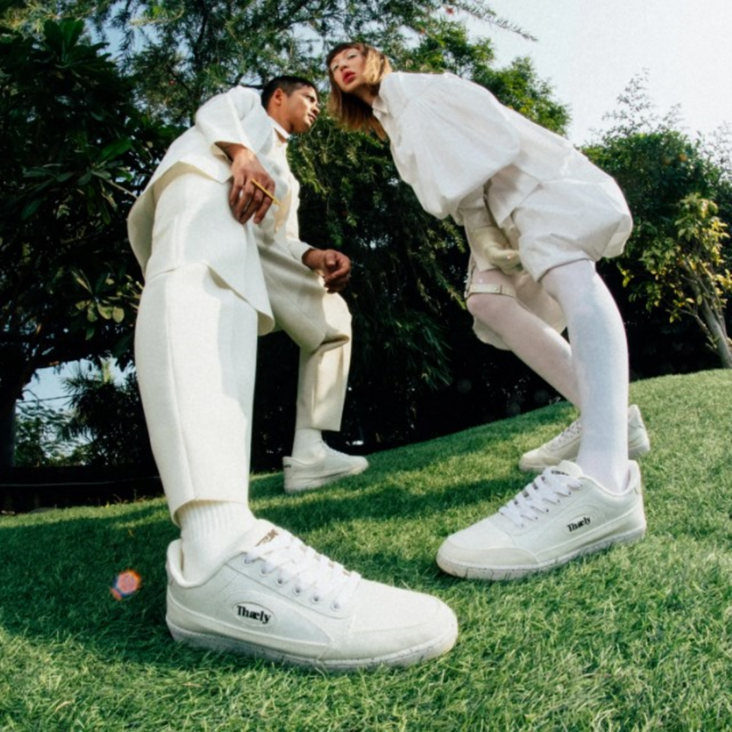 white sneakers made of plastic