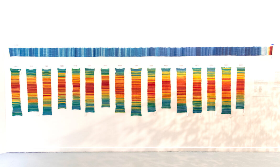 woven tempestry showing temperature changes