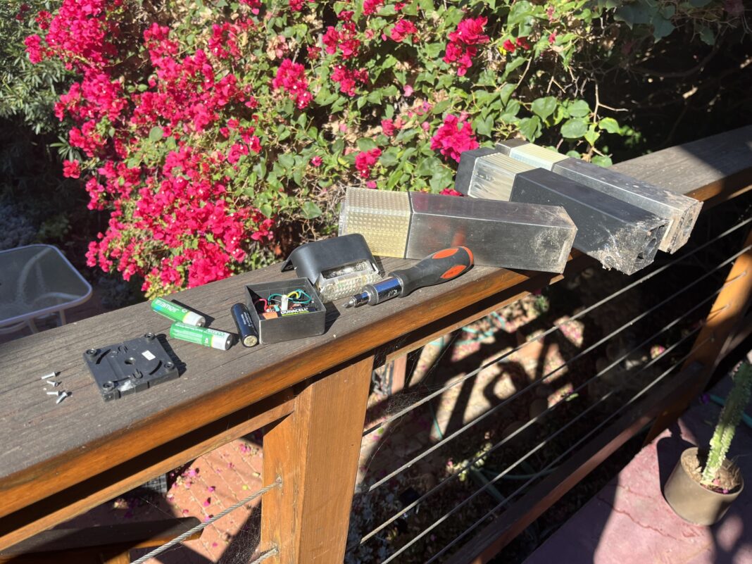 Rechargeable batteries in solar lights outside on deck