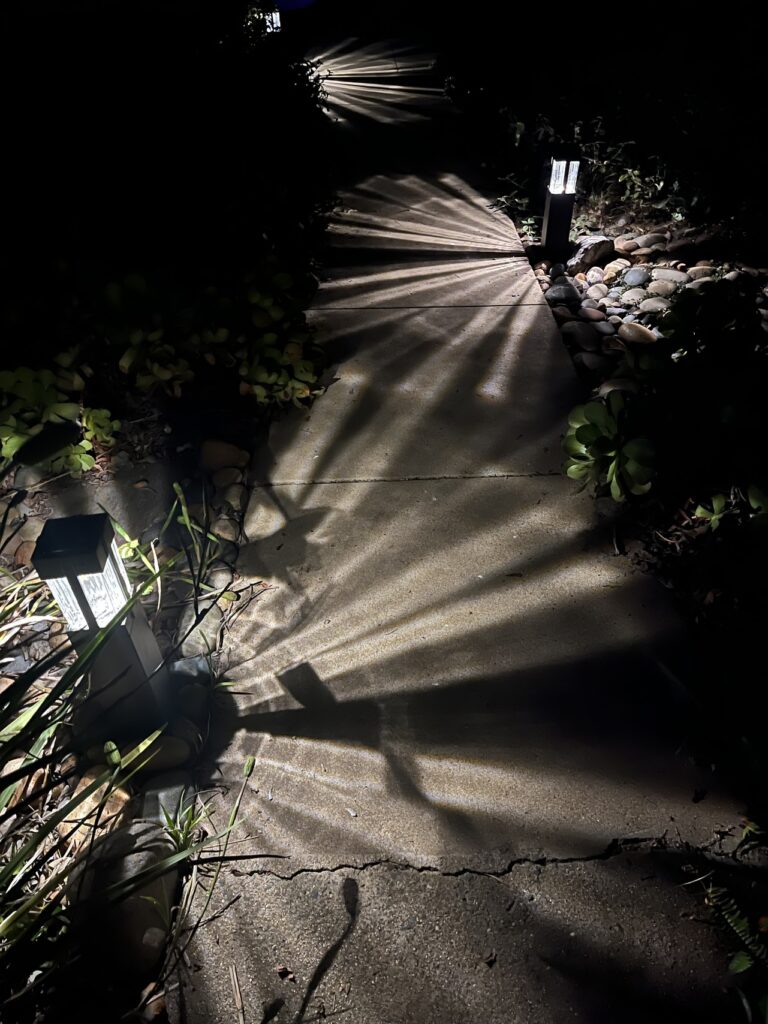 solar lights on walkway