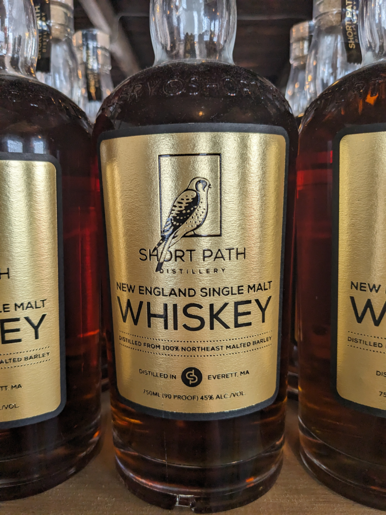 One bottle of Short Path's New England Single Malt Whiskey.