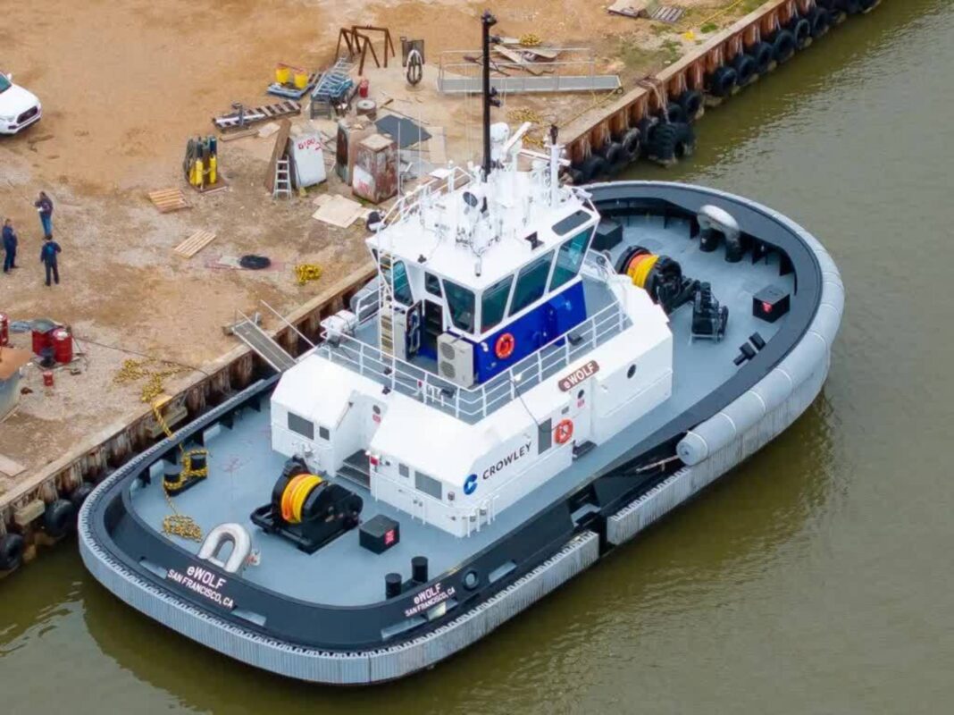 electric tugboat in harbor