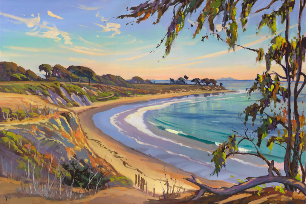 painting of bluff and ocean