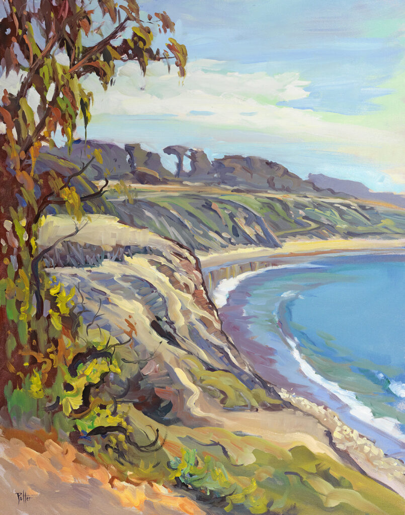 painting of bluff and ocean