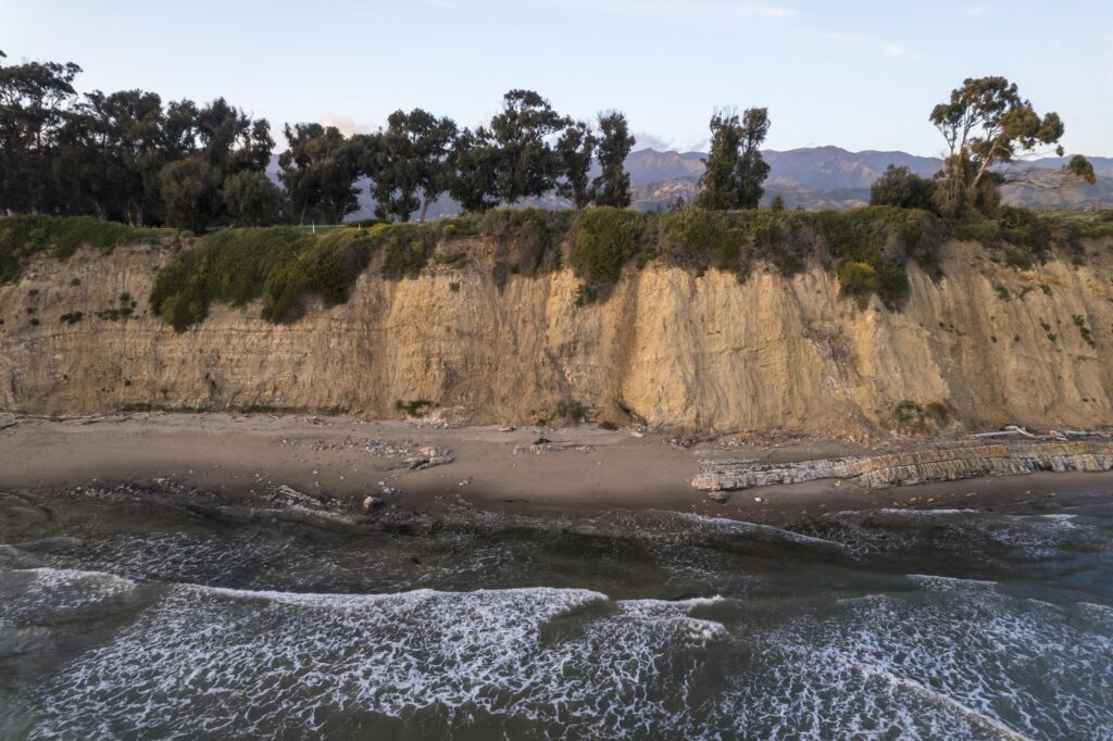 drone view of bluffs