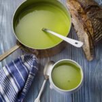 Spring asparagus and English pea soup