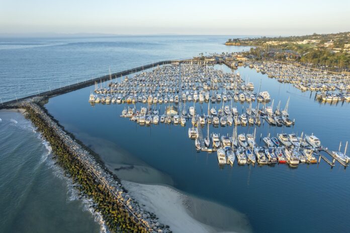 aerial view of santa barbara waterfront