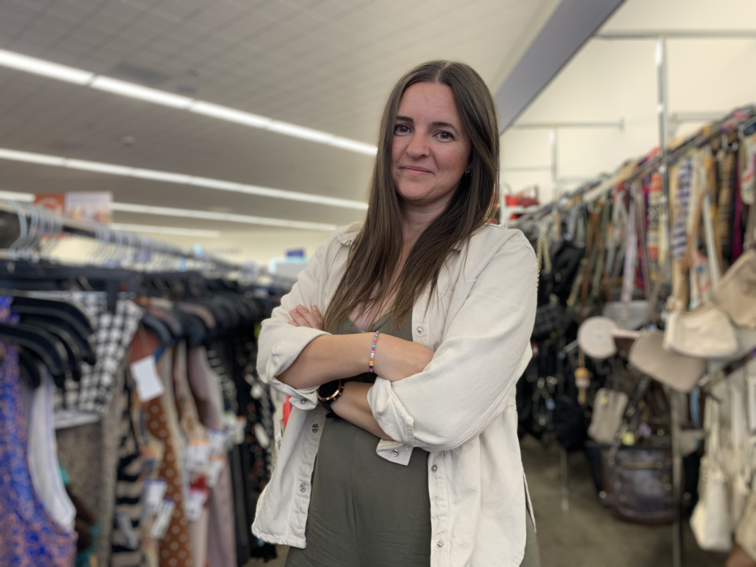 woman in a thrift store