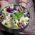 a purple summer dream salad with feta and blueberries