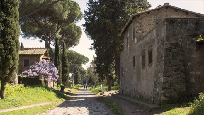 a cobblestone road in Italy