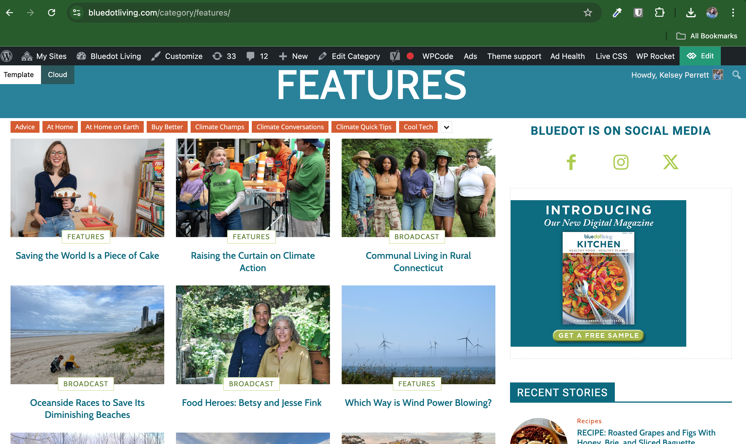 Broadcast showing up on category page
