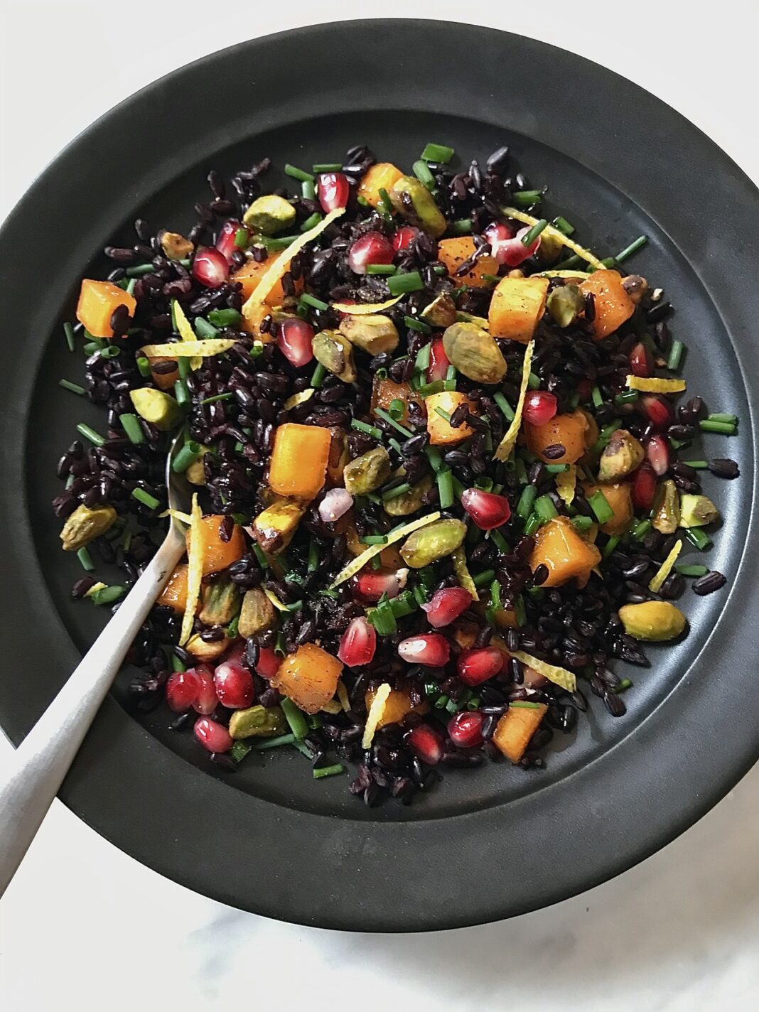 black rice salad stirred