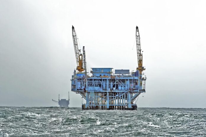 An offshore oil rig