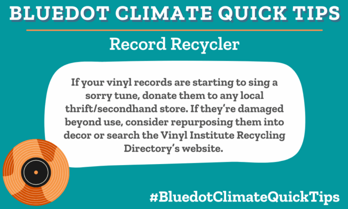 If your vinyl records are starting to sing a sorry tune, donate them to any local thrift/secondhand store. If they’re damaged beyond use, consider repurposing them into decor or search the Vinyl Institute Recycling Directory’s website. Donate your no-longer-wanted vinyl records to a thrift store. If they are damaged beyond use, consider using them for decorative crafts or check the Vinyl Institute Recycling Directory for recycling.