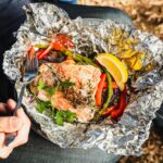 camp foil packet including protein and veggies