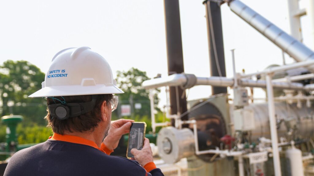 a man checks for methane leaks