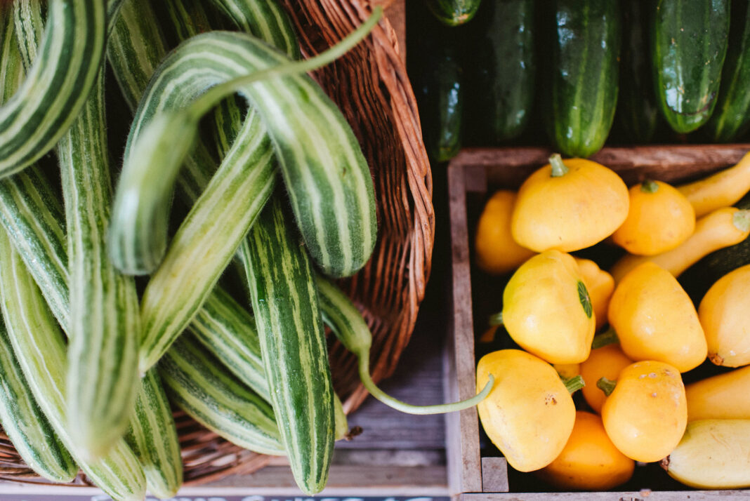 baskets of fresh vegetables