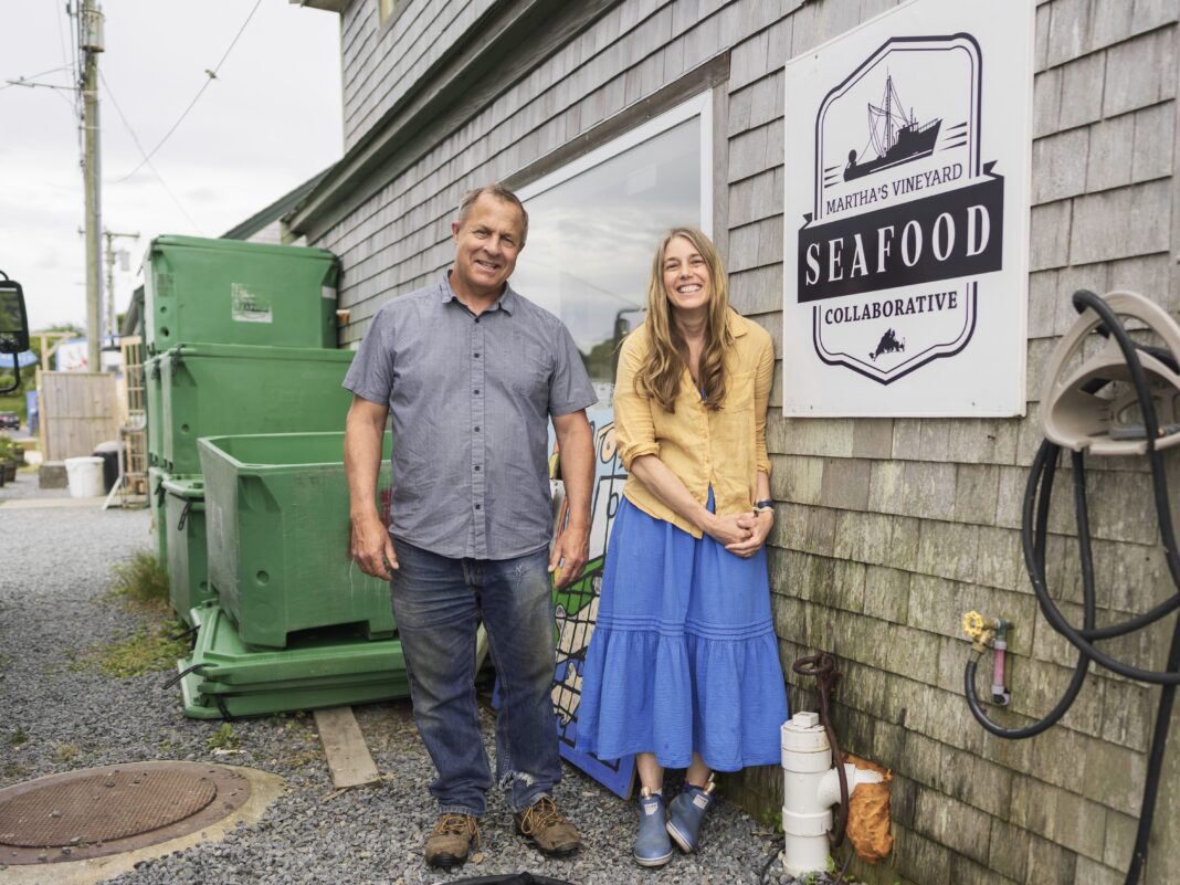 Shelley Edmundson and John Keene on the Menemsha docks
