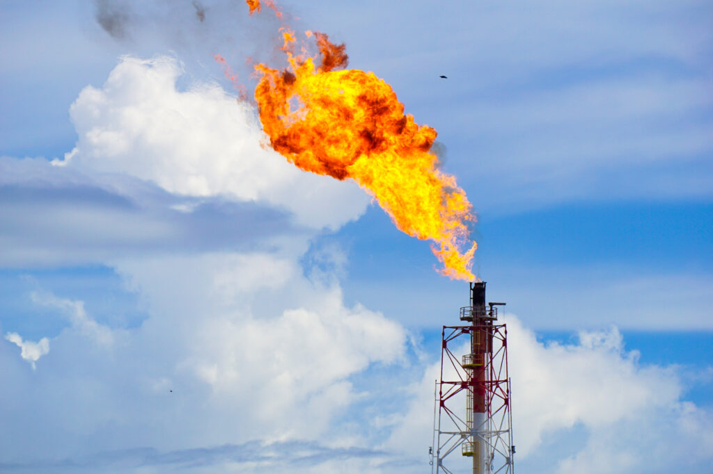 A gas flare at an oil refinery in the Kimanis, Sabah, Malaysia.