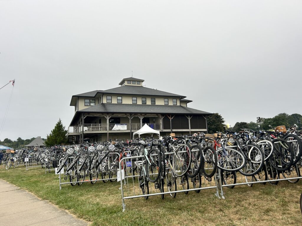 rows of bike valet racks