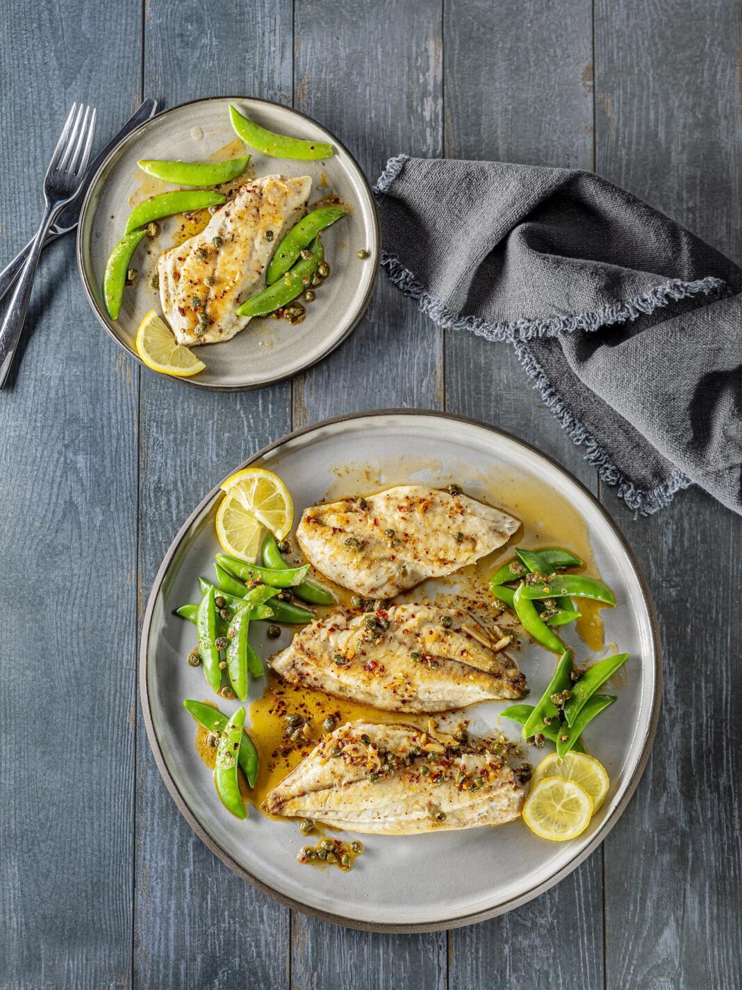 scup fillets with lemon capers and chili crunch