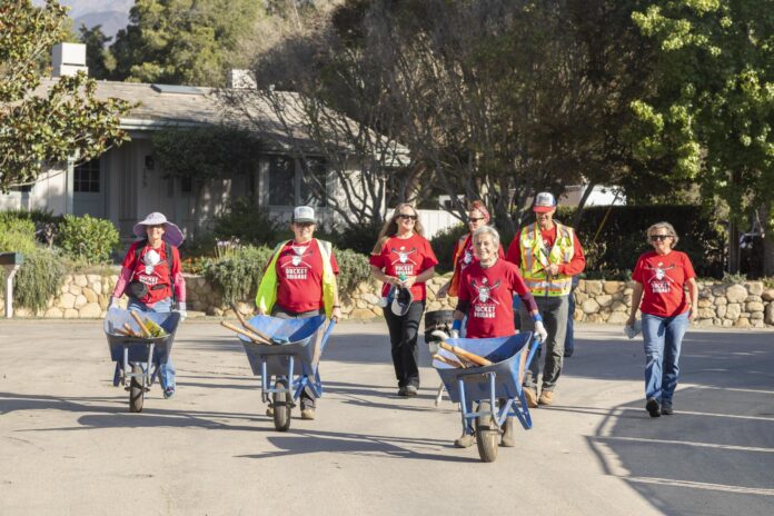 Santa Barbara Bucket Brigade in red shirts
