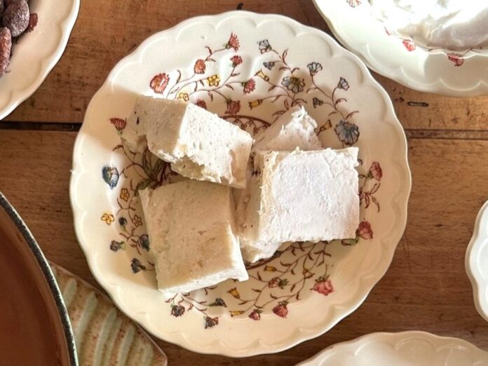 homemade paleo marshmallows rest on a plate