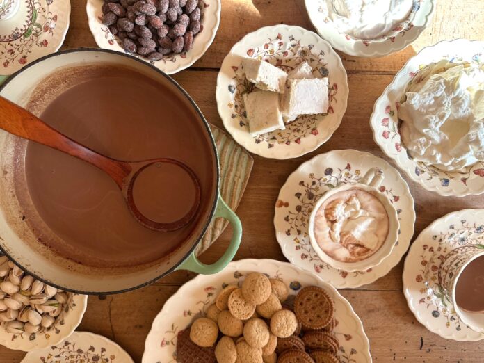 a table full of ingredients you need to make homemade hot chocolate