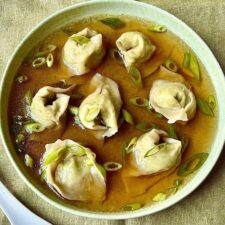 RECIPE: Tofu, Broccoli, and Kale Stem Wonton Soup