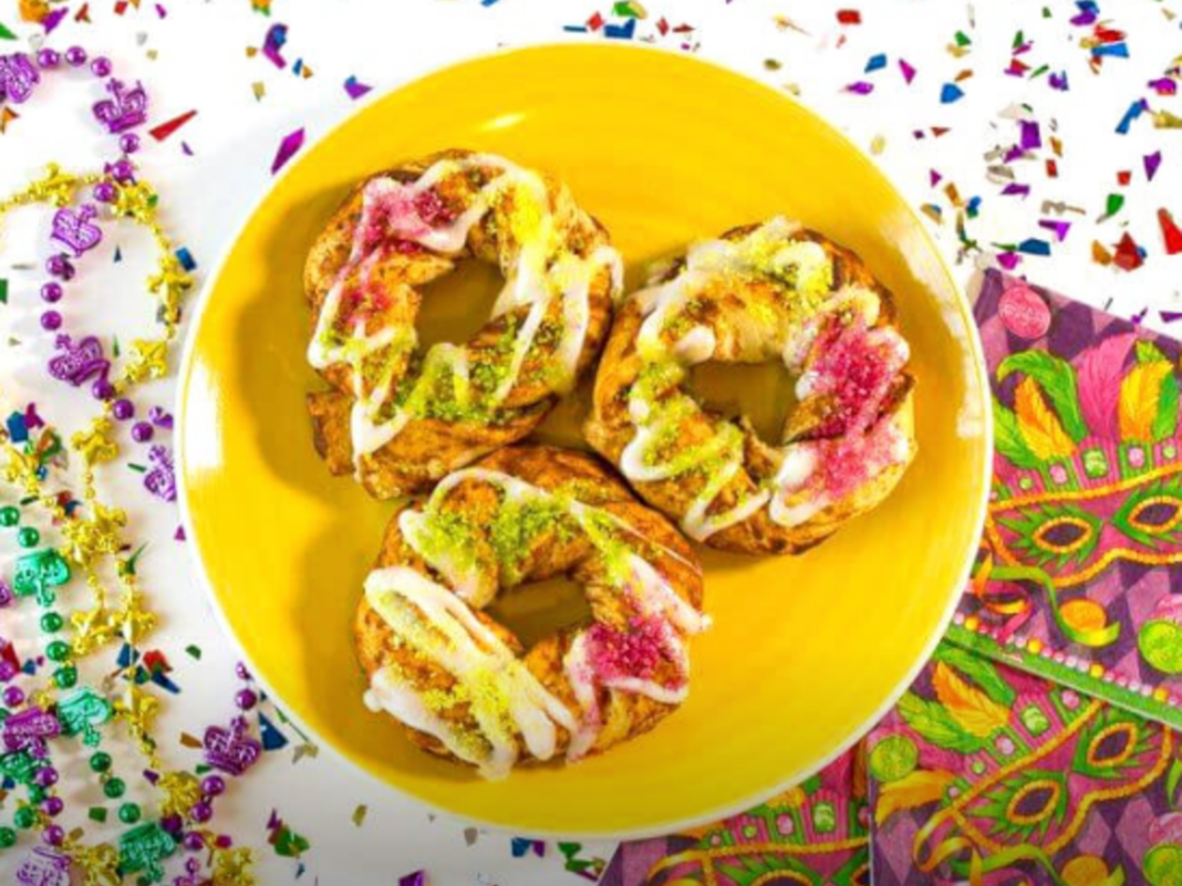 three mini vegan king cakes
