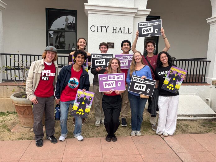 santa barbara high school students in front of city hall