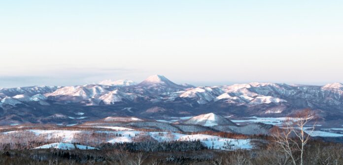 a sweeping winter landscape in japan