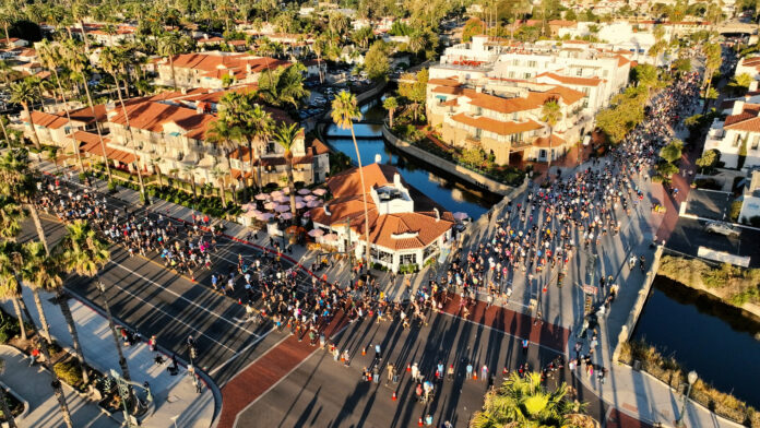 an overhead view of the santa barbara half marathon