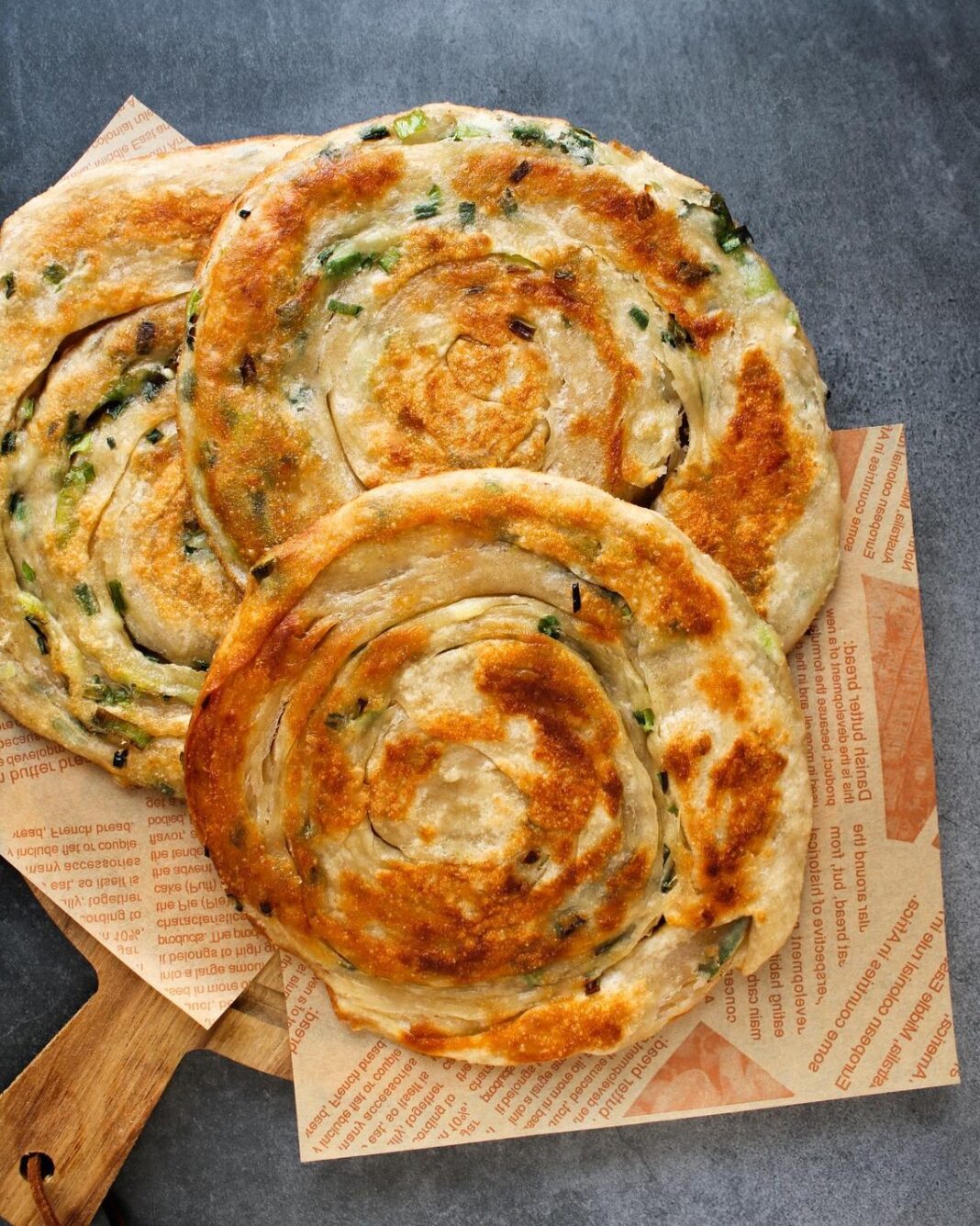 three scallion pancakes