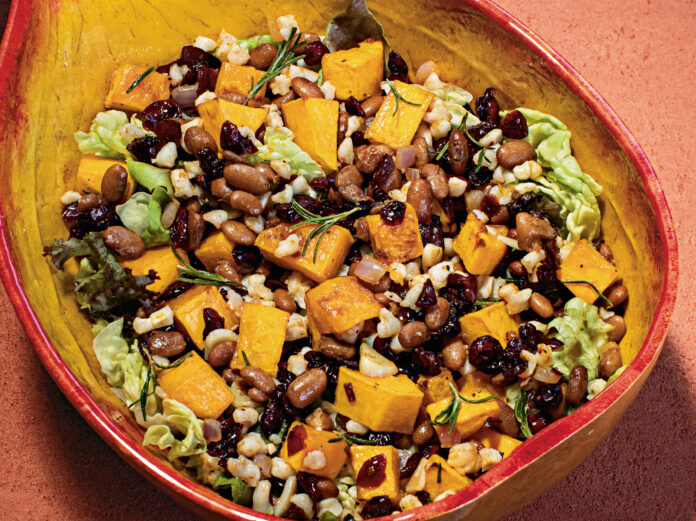 warm three sisters salad with cranberries