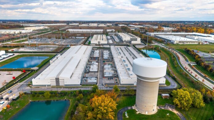 an arial view of a data center
