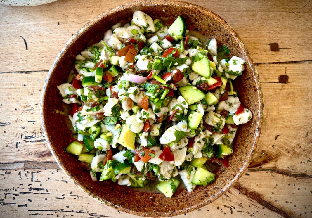 fish ceviche in a bowl