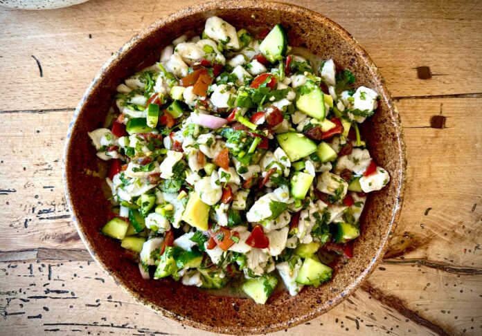 fish ceviche in a bowl
