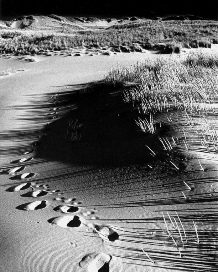 a black and white picture of gay head beach in 1980